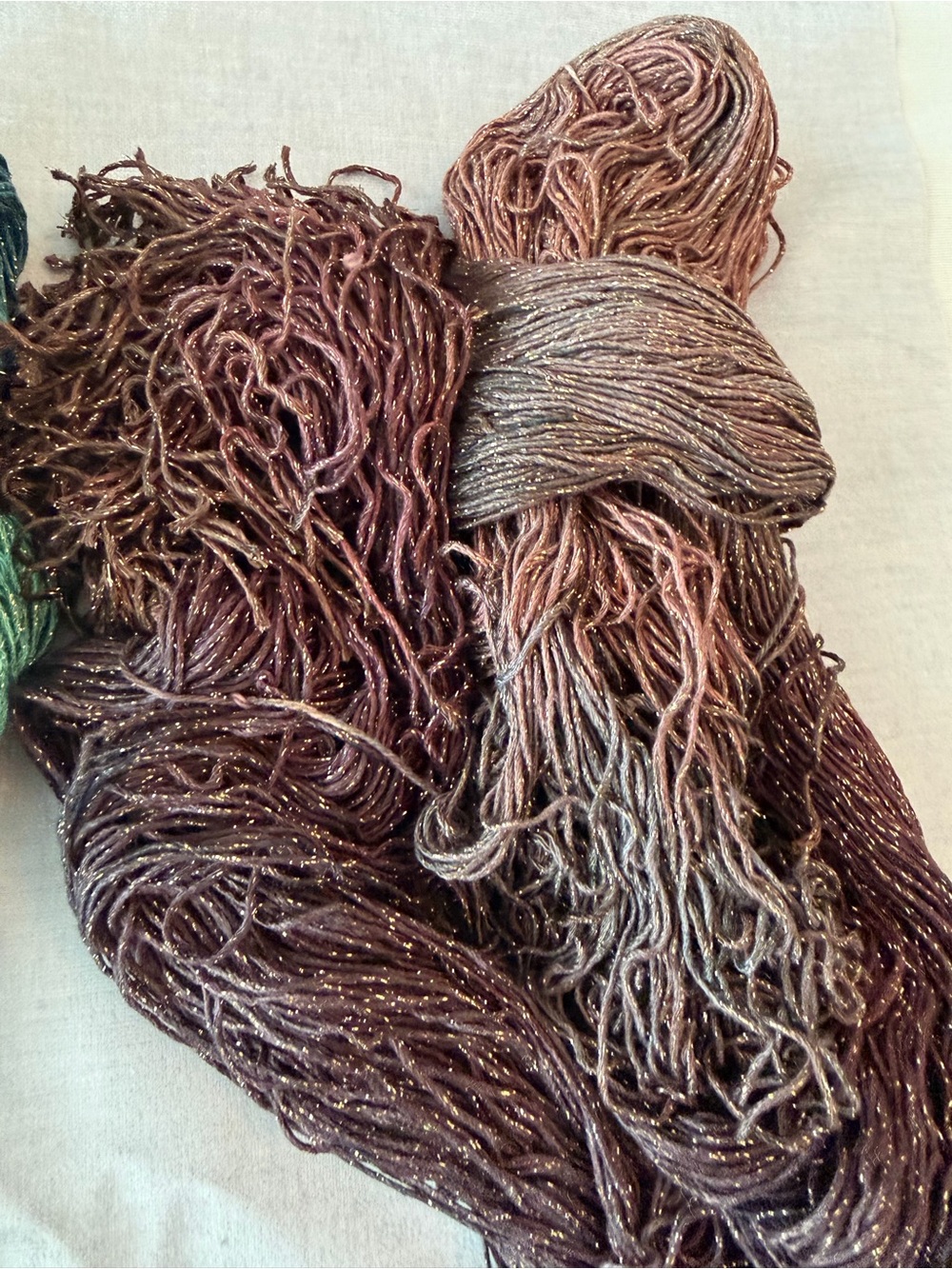 Hand-Dyed Yarn Bundle in Teal, Seafoam, and Chocolate - blue heron strand bundle - Picture 4 of 4